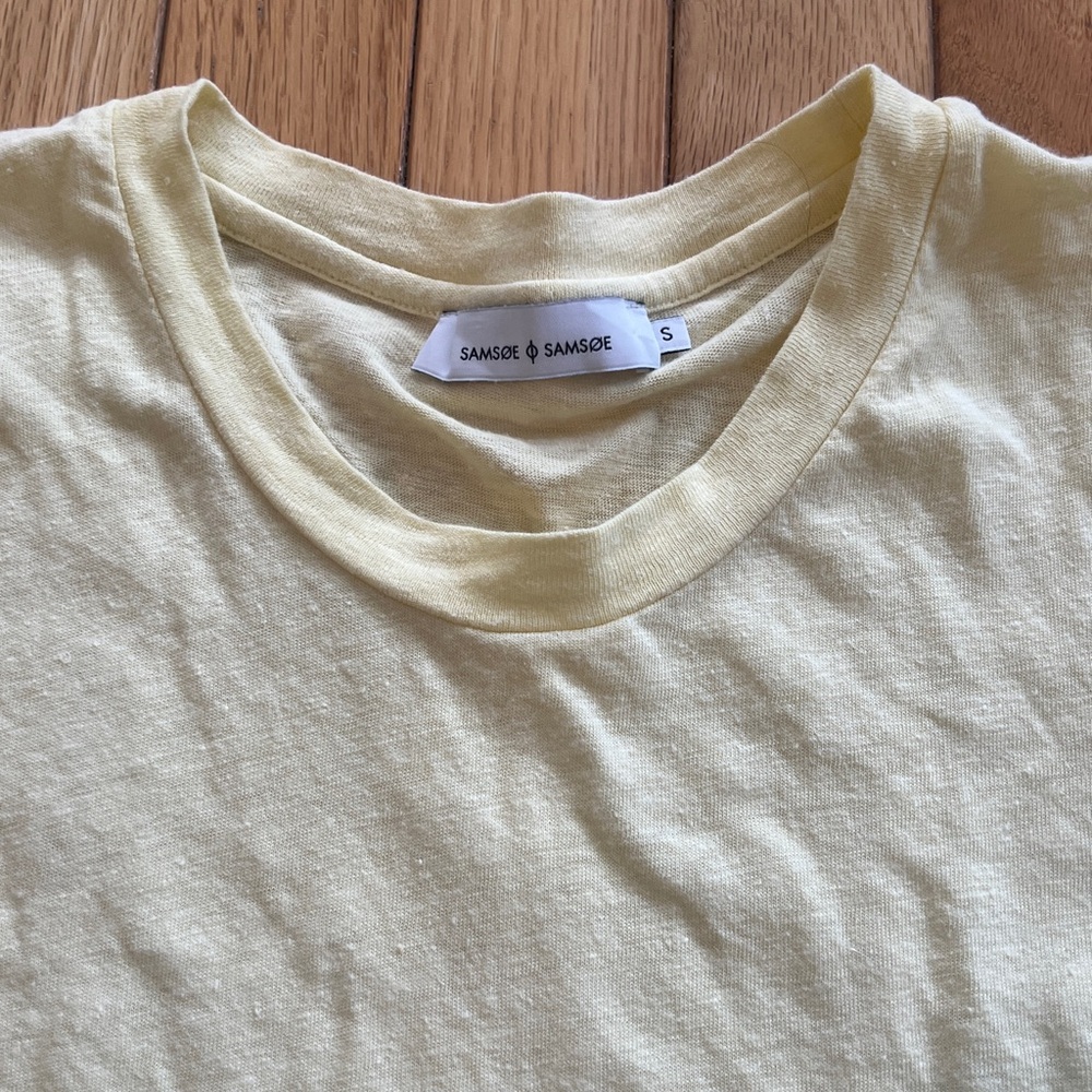 Hemp and Cotton Blend Butter Yellow T-Shirt - Picture 3 of 10